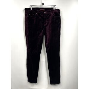 7 For All Mankind‎ Burgundy Velvet Mid Rise Skinny Jean Pants Size 32